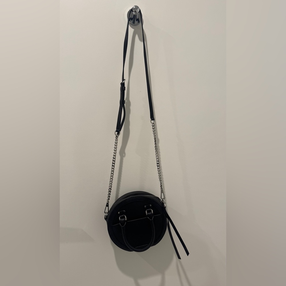 🖤rebecca minkoff Black & silver Bree round circle crossbody bag